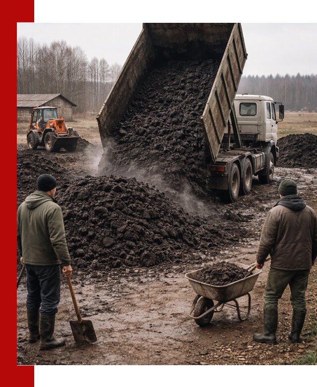 Доставка низинного торфа с разгрузкой и доставкой в Кумертау