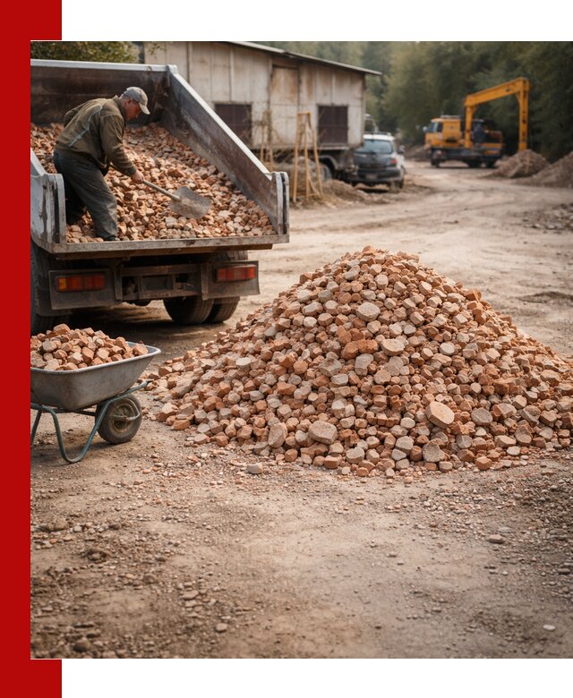 Доставка и подушка из боя кирпича с разгрузкой в Кумертау