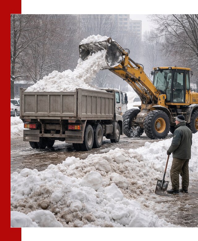 Вывоз снега грузовой техникой в Кумертау оперативно и чисто
